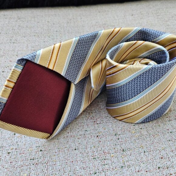 Robert Talbott Men Tie 100% Silk Necktie Gray/Gold Striped Necktie Made in USA - Picture 8 of 10